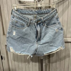 SHEIN Blue Jean Shorts Distressed High-Waisted